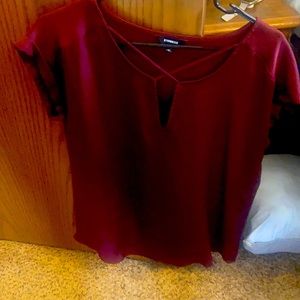 Maroon silk color express dress shirt . Worn once for a Christmas party